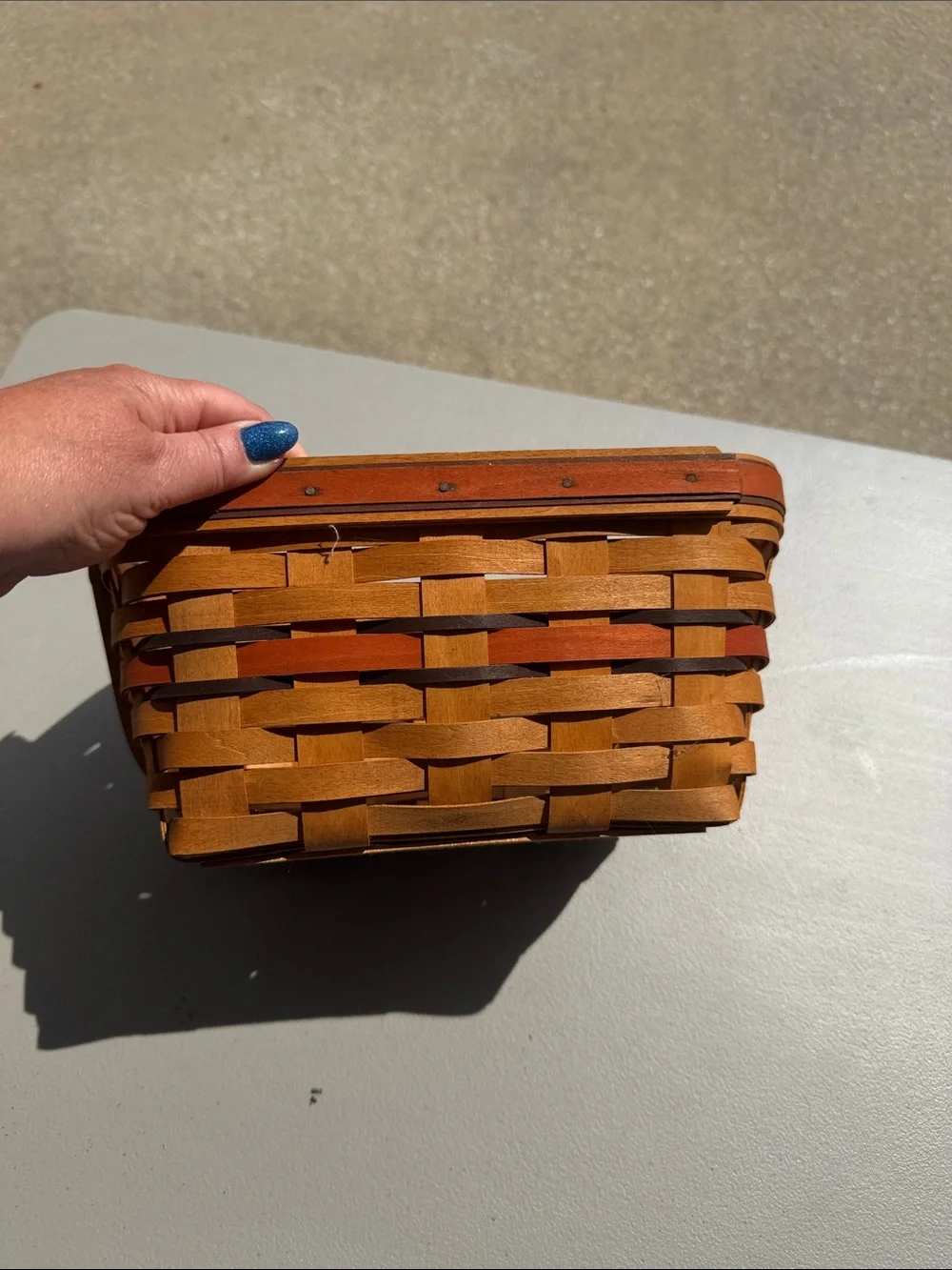 Longaberger Woven Basket Handbag in Tan and Brown